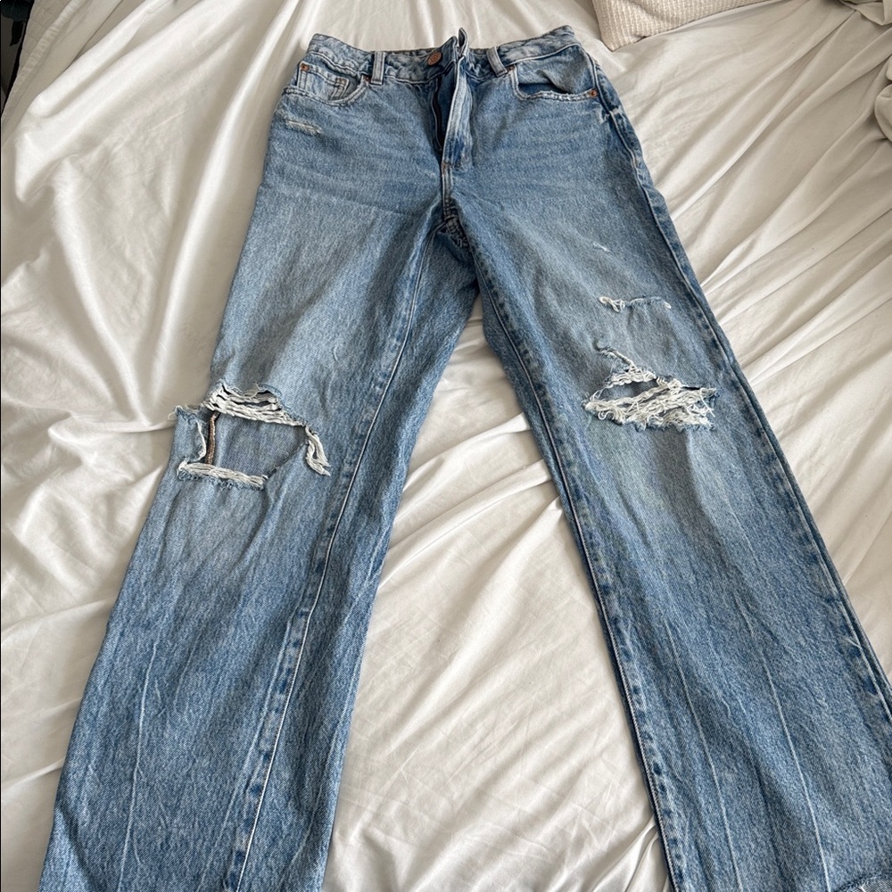 Distressed Blue Jeans
